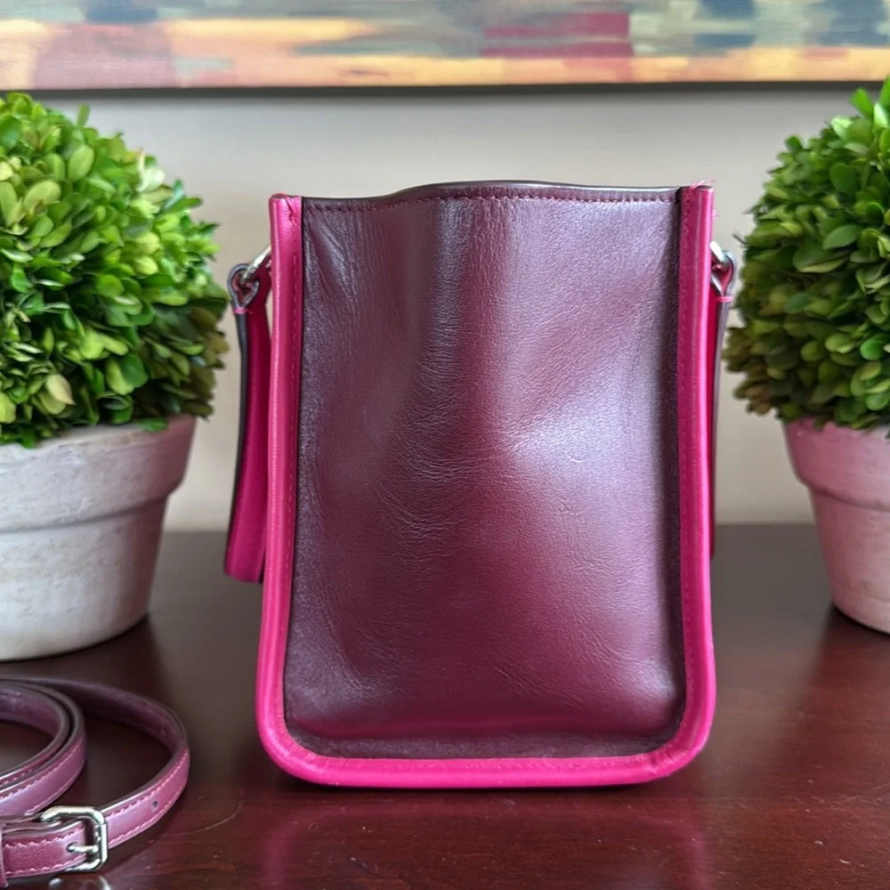 COACH 🩷TWO TONE🩷 COLORBLOCK LEATHER MINI CROSBY CARRYALL BAG 🌟EUC🌟 - Picture 10 of 17